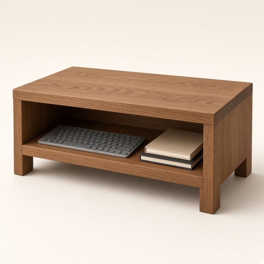 Wooden Monitor Stand with Storage Shelf