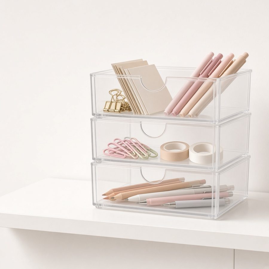 Stackable Acrylic Storage Drawers, Set of 3
